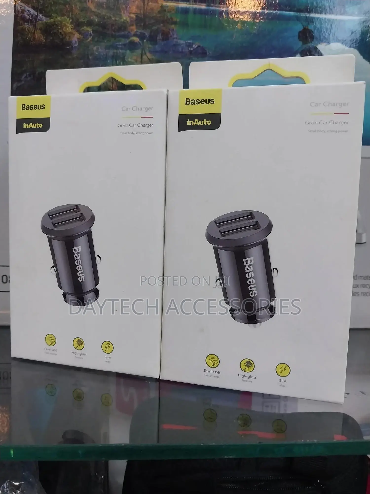 5v 3.1.A Mini Baseus Grain Car Charger (Dual Usb)