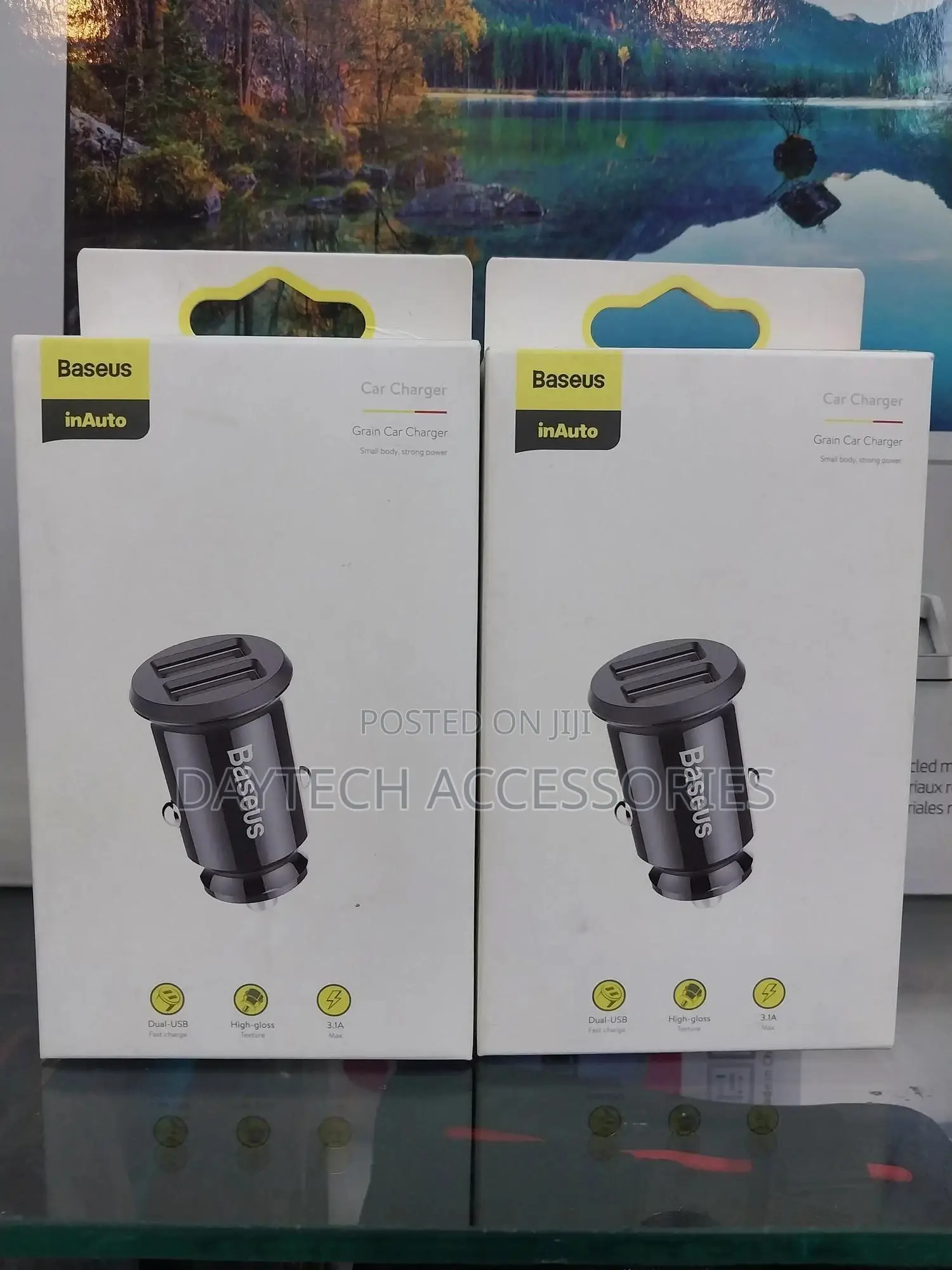 5v 3.1.A Mini Baseus Grain Car Charger (Dual Usb)
