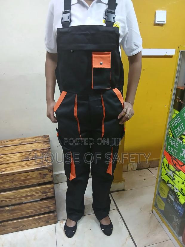 Orange Pockets Black Body Sleeveless Overall - main view