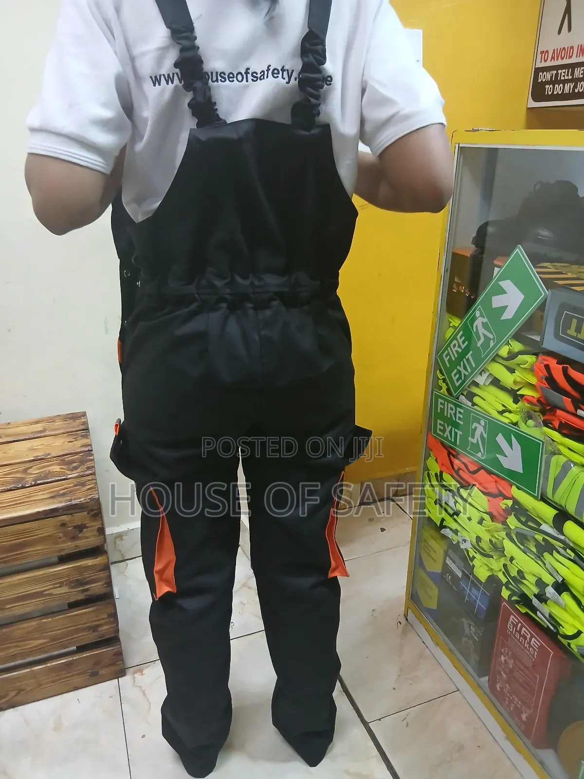 Orange Pockets Black Body Sleeveless Overall