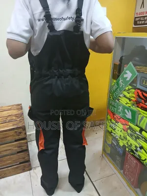 Orange Pockets Black Body Sleeveless Overall