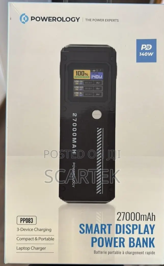 Powerology Smart Display 27000mah 140w Laptop Power Bank