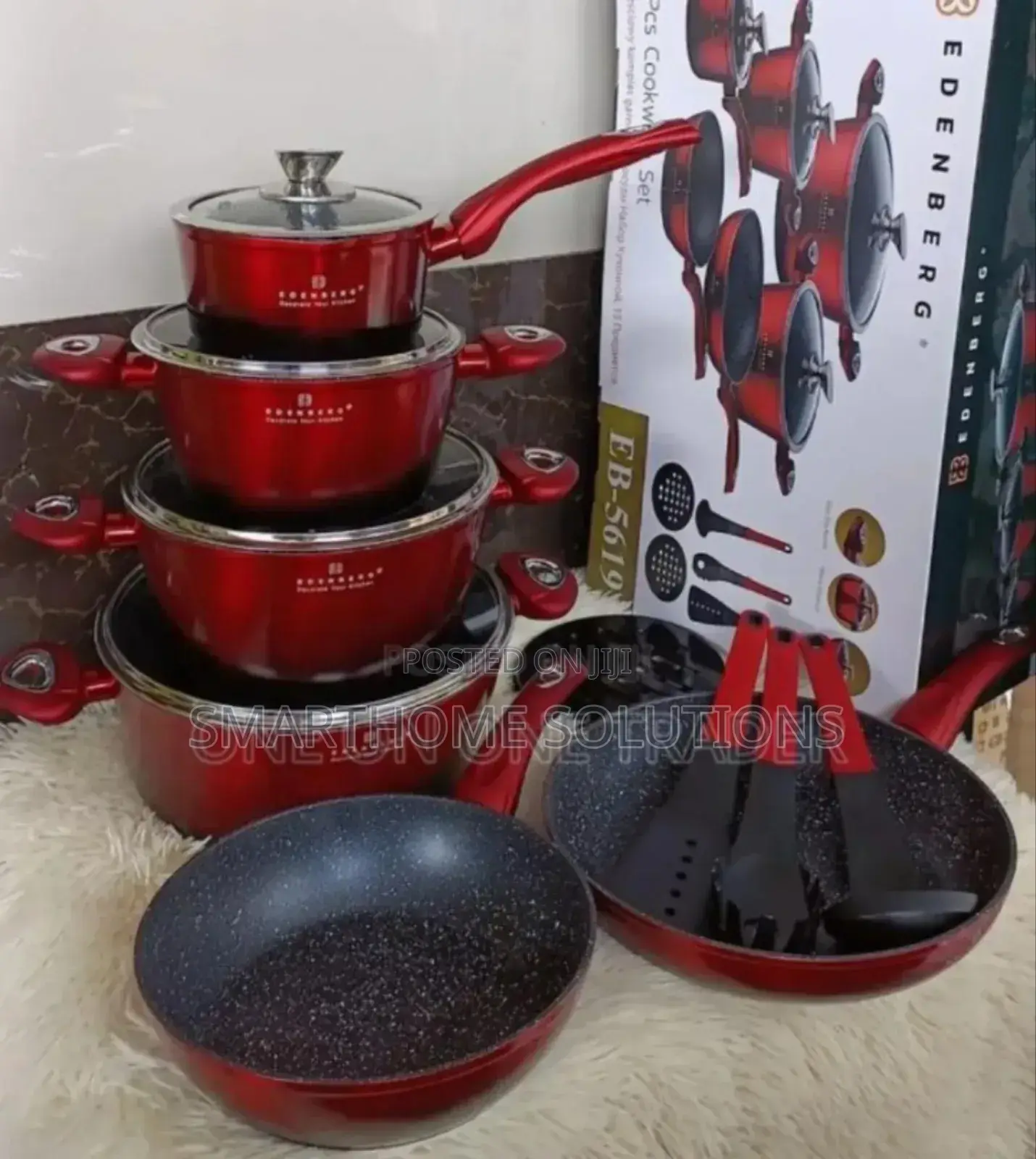 Colour Red- Edenburg 10pcs Cookwares.