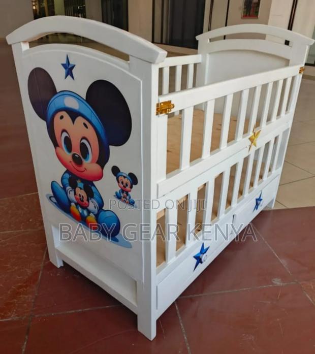 Baby Cot Bed With Drawer Storage Plain Cot - main view