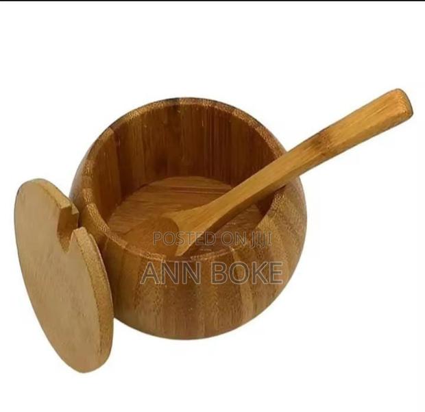 *320ml Bamboo Sugar Dish With Bamboo Teaspoon* Unbreakable - thumbnail 3