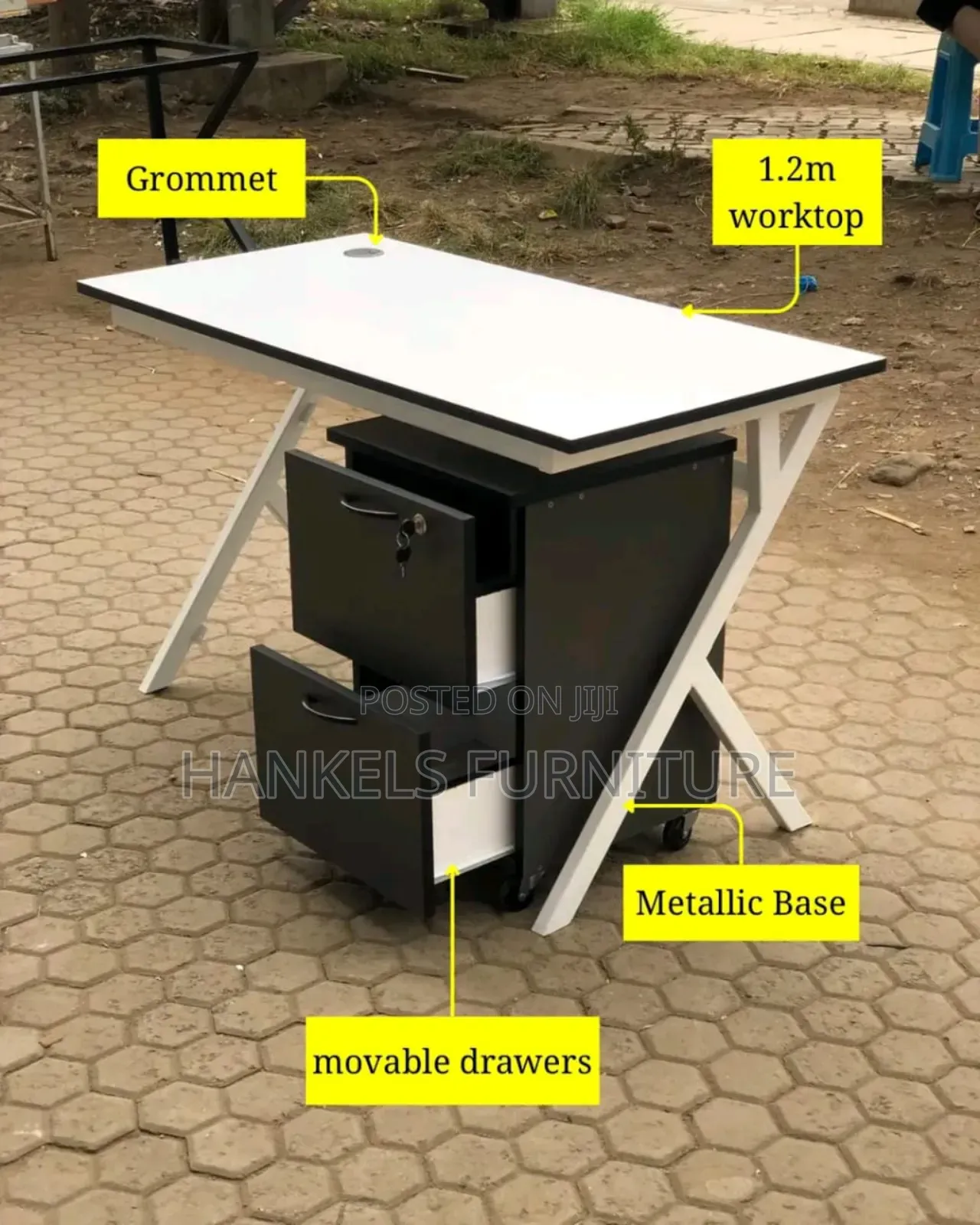 Metallic Office Desk With Pedestal Lock Drawer