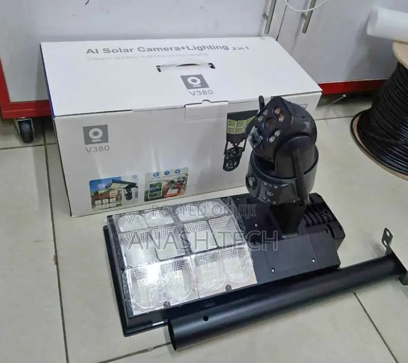 Solar Cctv, V380 Pro Camera With Floodlight Dual Lens,