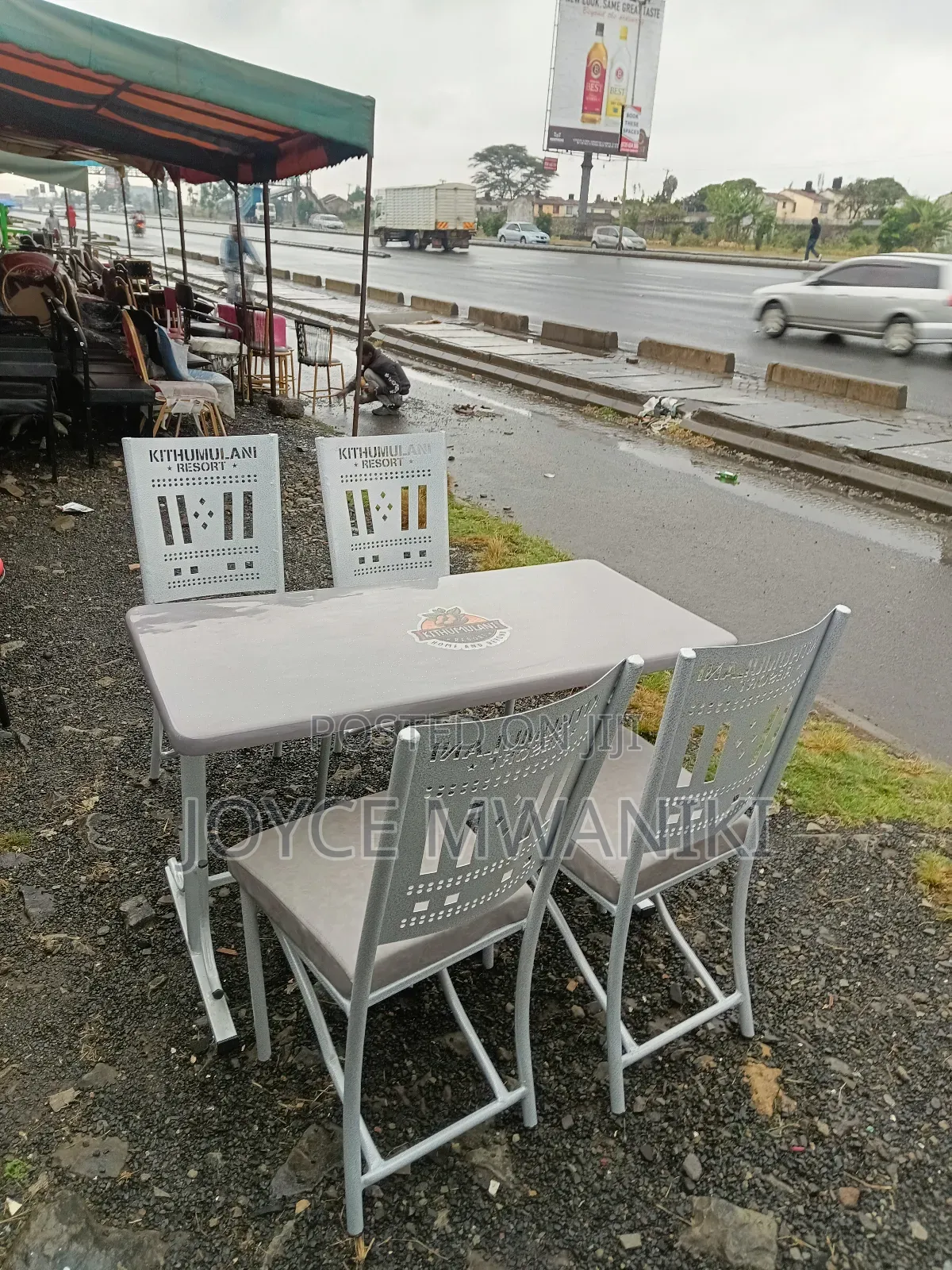 Restaurant Powder Coated Set, White and Grey. .