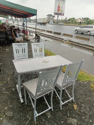 Restaurant Powder Coated Set, White and Grey. .