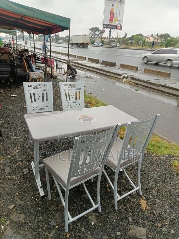 Restaurant Powder Coated Set, White and Grey. .