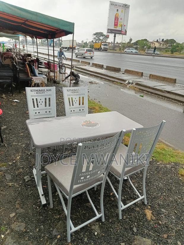 Restaurant Powder Coated Set, White and Grey. . - thumbnail 2