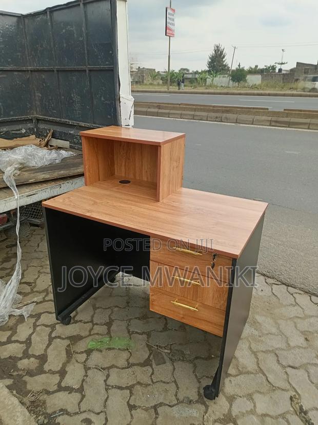 Reception Desk, Black and Cherry, With Caster Wheel 