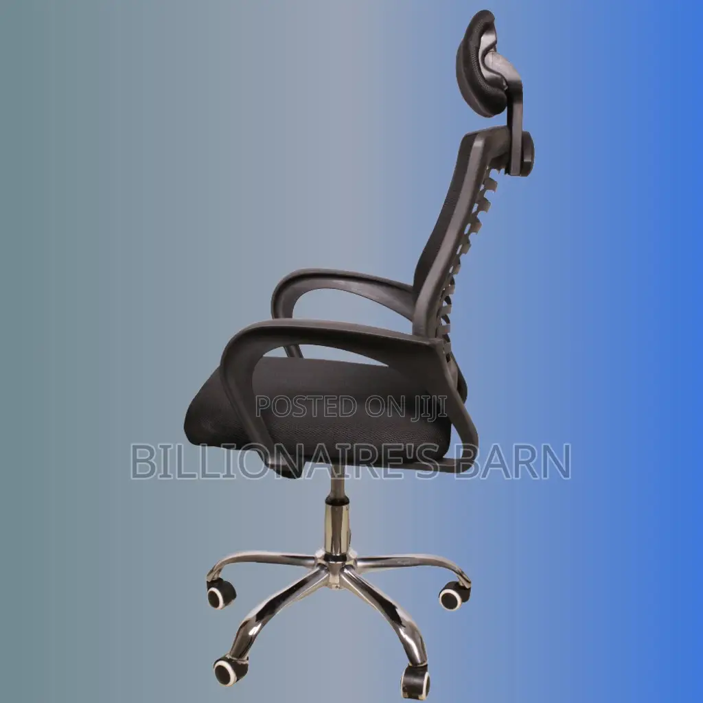 Secretarial Mesh Chair. Adjustable - Headrest. And. Lumbar - Support