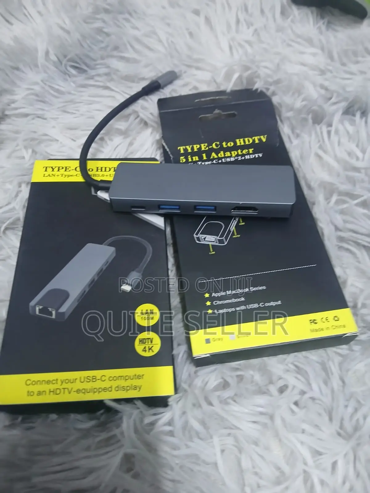 5-in-1 Type-C Hub Usb C Adapter With Rj45 Ethernet Hdmi Usb
