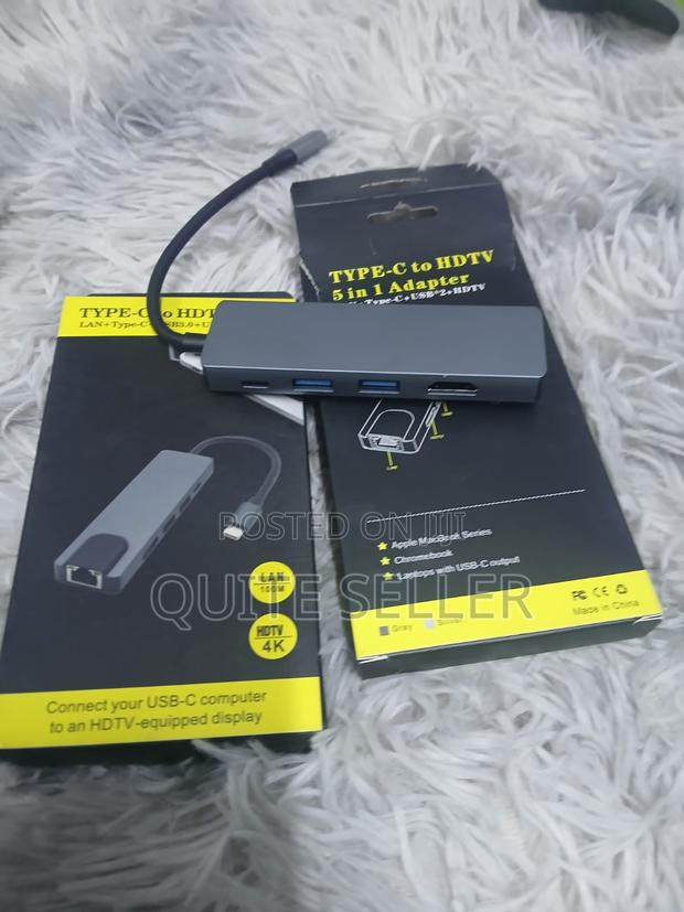 5-in-1 Type-C Hub Usb C Adapter With Rj45 Ethernet Hdmi Usb