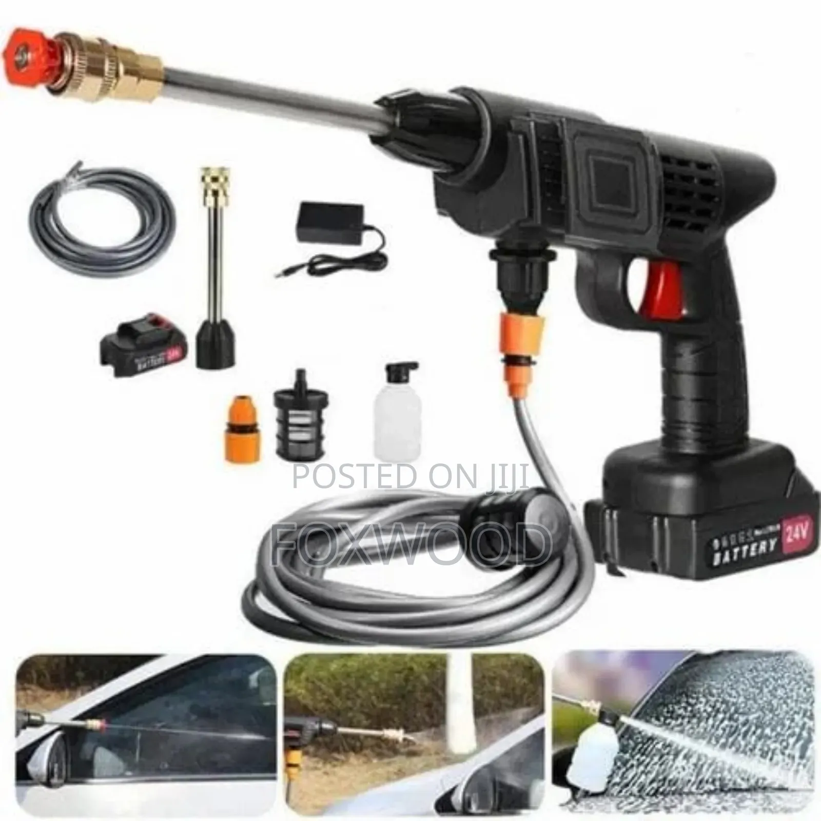 Portable High Power 2 Nozzle Cordless Car Wash Machine(2 Batteries )