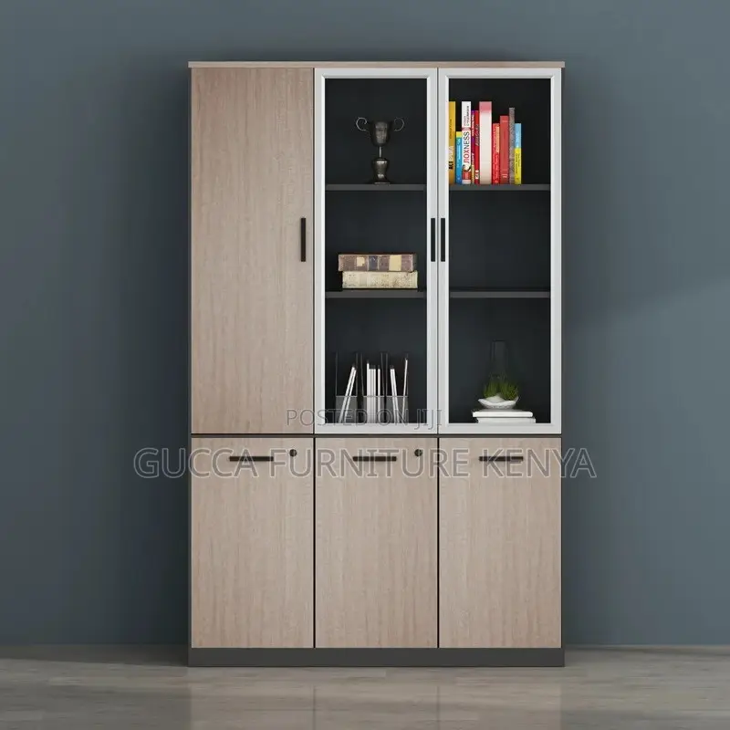 Office Cabinet: 3-Door Filling Display Storage Unit in Wood