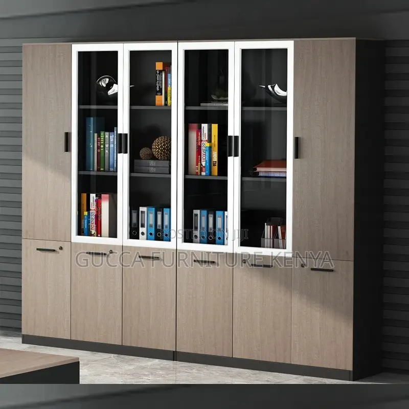 Office Cabinet: 3-Door Filling Display Storage Unit in Wood