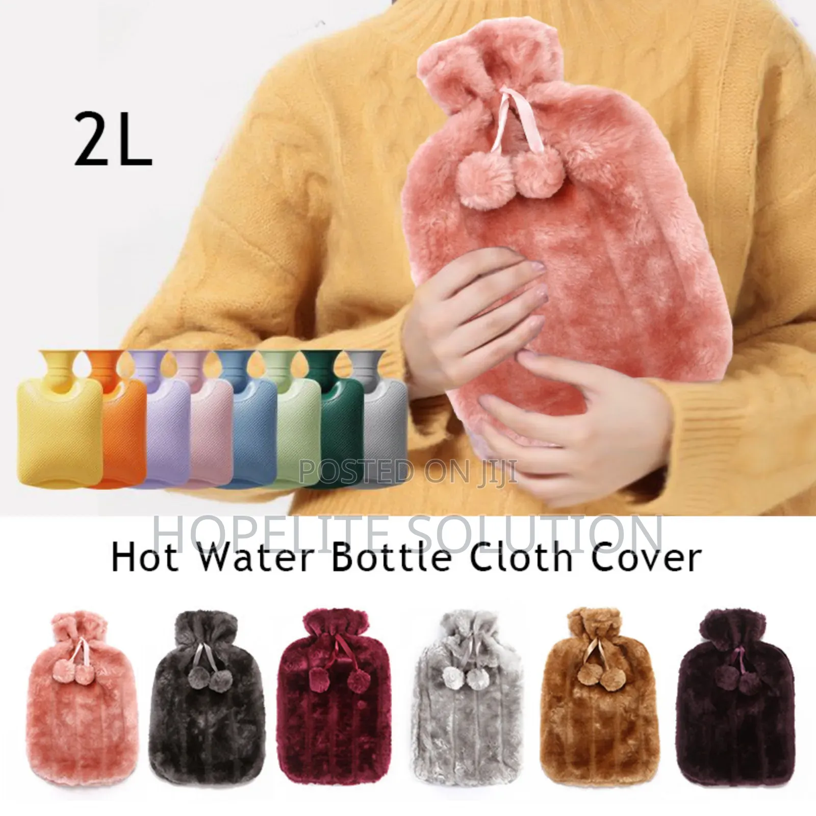 Fluffy Covered ,2 Litre Hot Water Bottle Bag