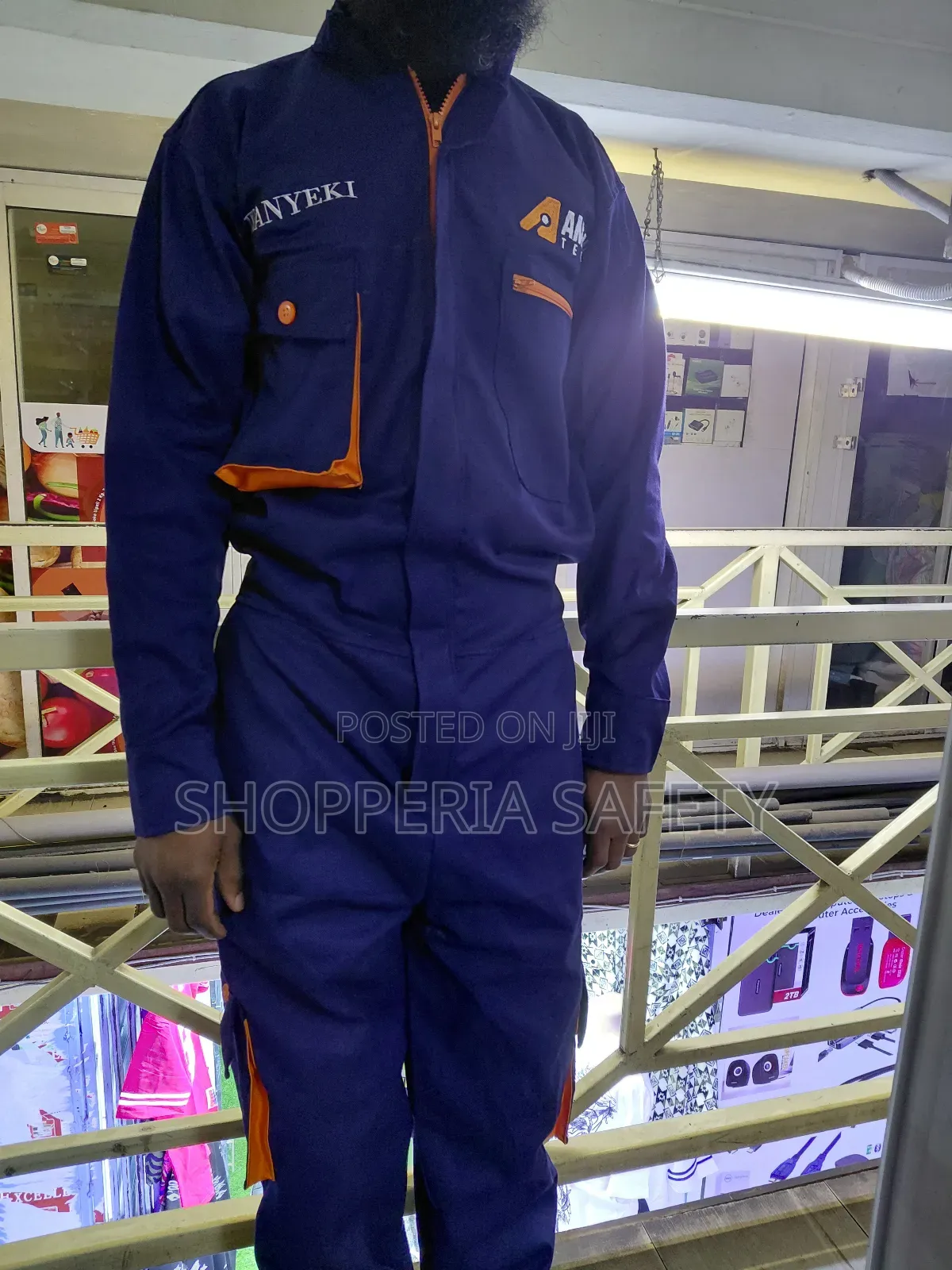 Branded Cargo Overall- Navy Blue