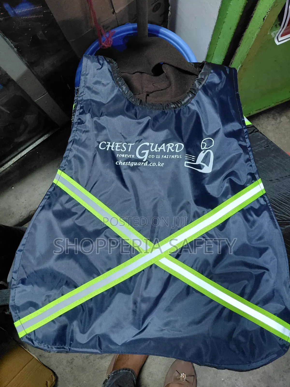 Navy Blue Chest Guard With A Neck Scarf Attached