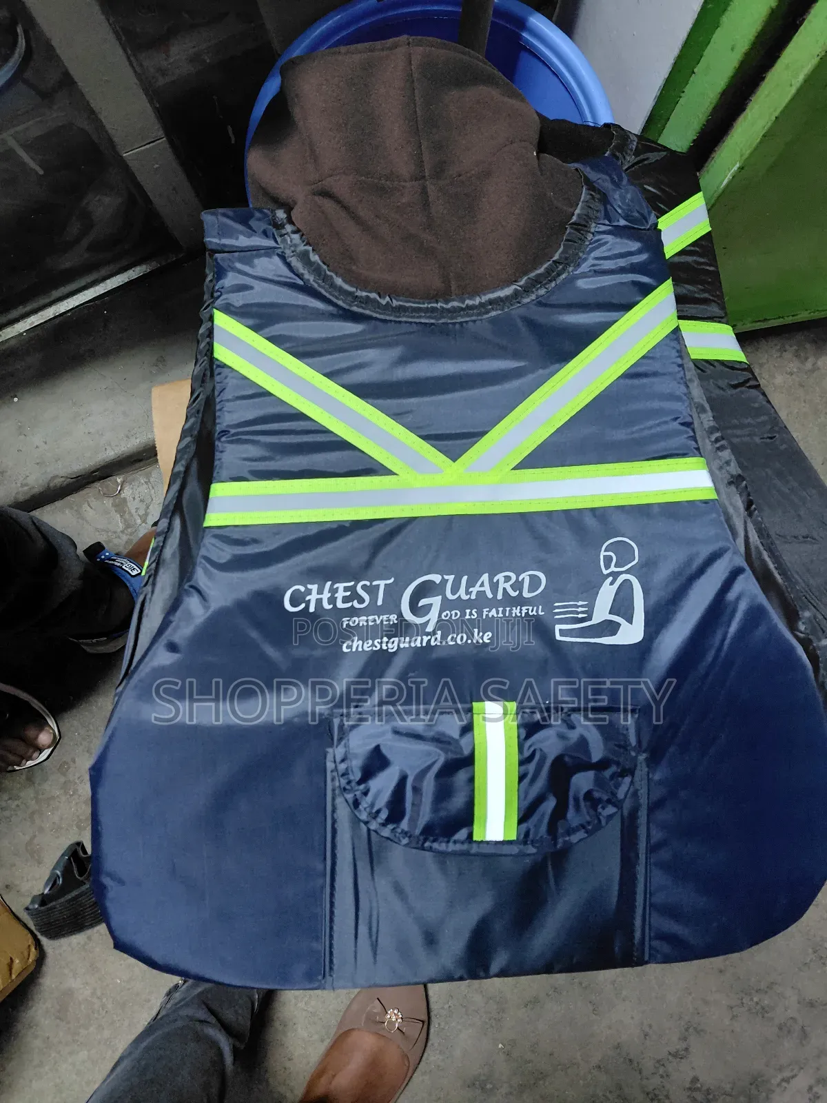 Navy Blue Chest Guard With A Neck Scarf Attached