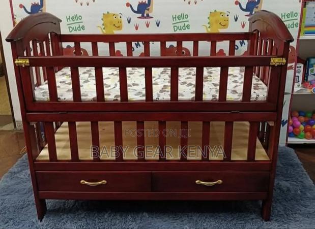 Mahogany Baby Cot + Quality Mattress – Comfort Assured” - thumbnail 3