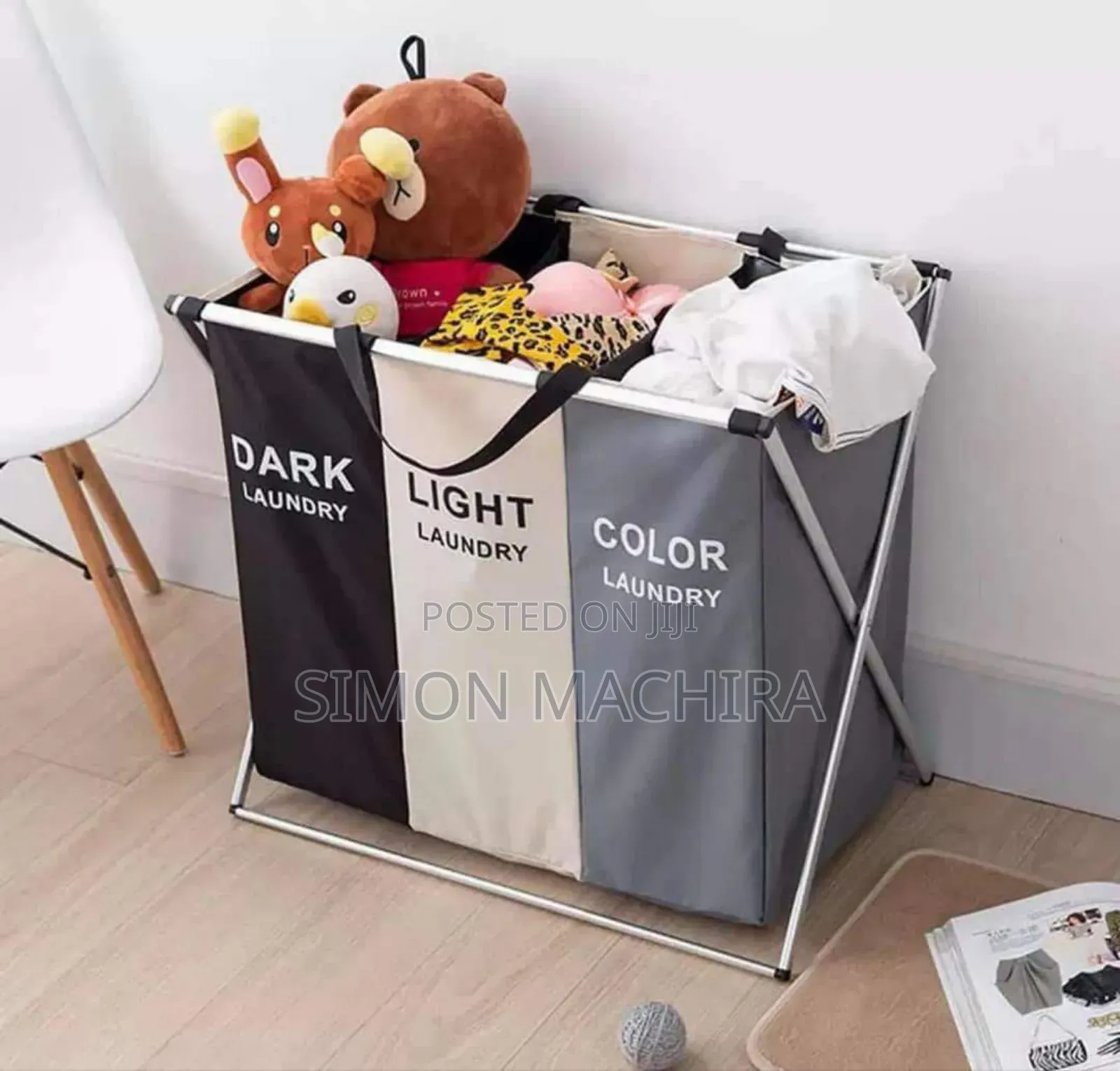 3 Compartment Foldable Laundry Basket