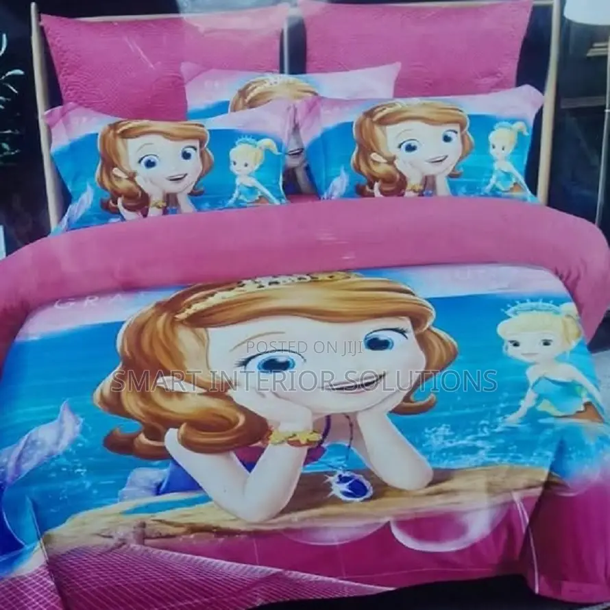 Pink Cartoon Themed Kids Duvet