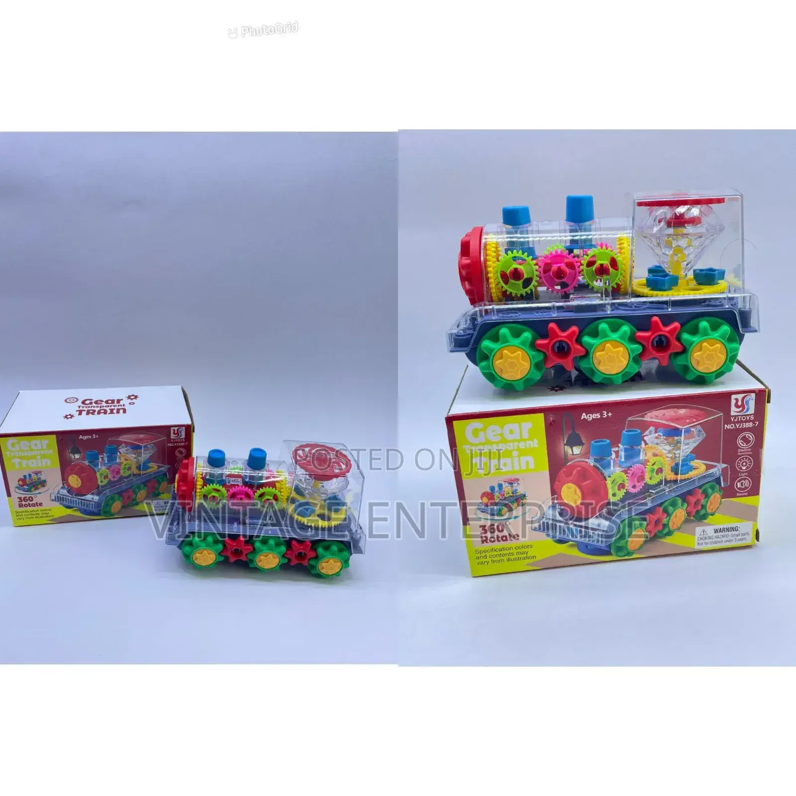 360 Rotate Gear Transparent Train Battery Operated