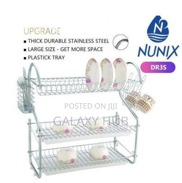 Nunix Dish Rack - 3 Tier + Drain Board