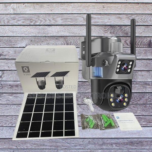 Dual Lens 4g Solar CCTV Camera With Noise Reduction Two-Way Audio