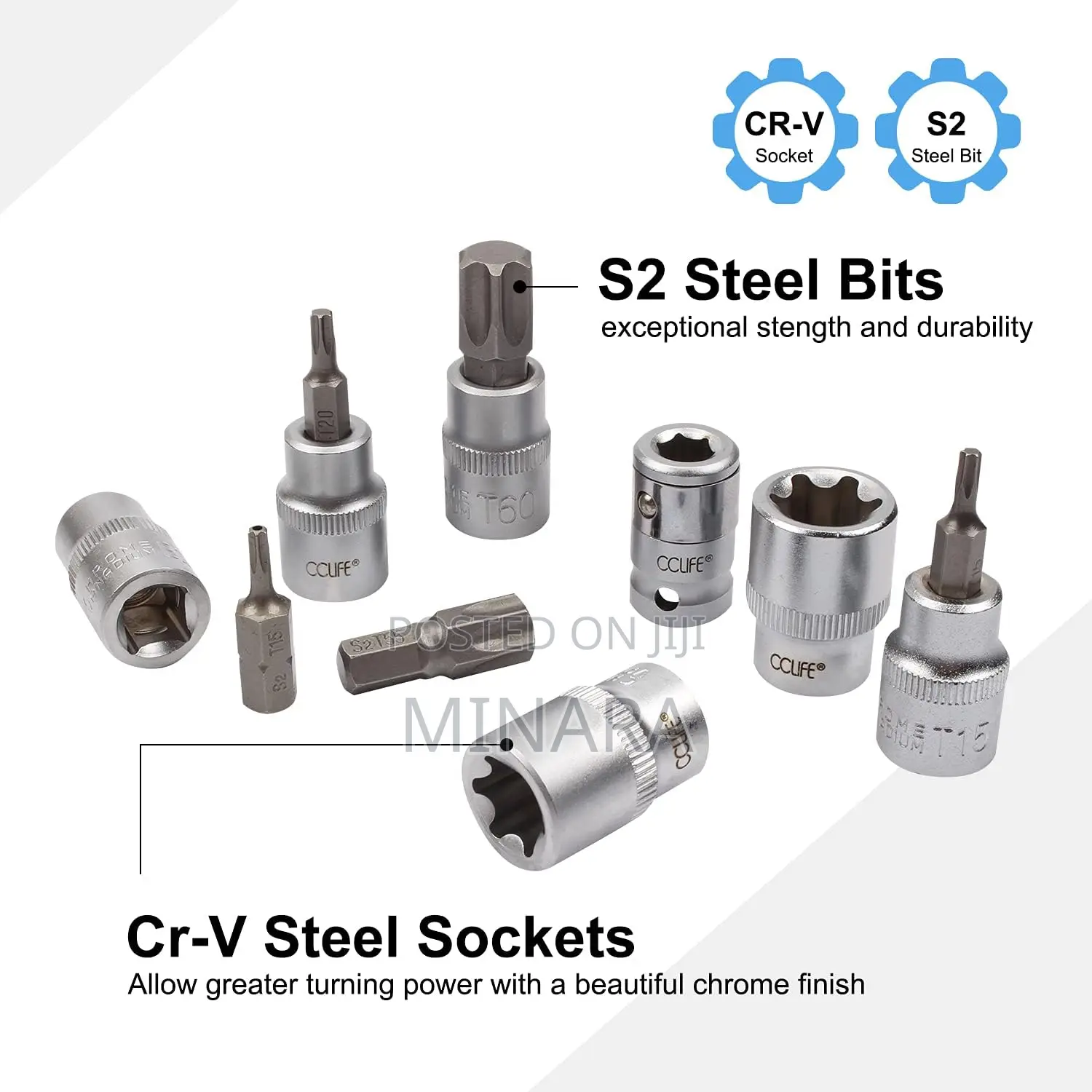 34pcs Torx Bit Socket Set, Star T10-T60 , E-Torx E4-E20 Sockets