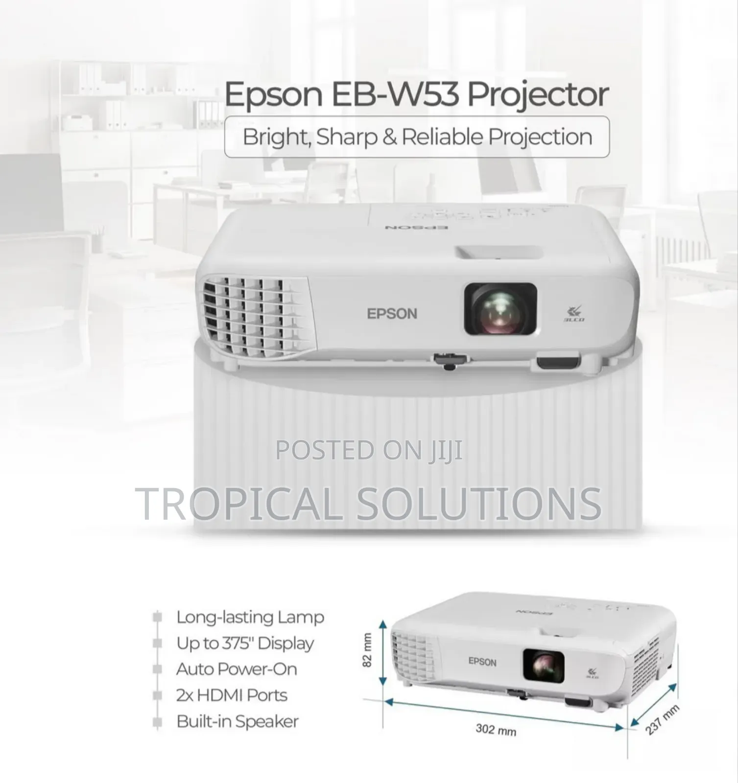 Epson Eb-W53 Projector 3lcd Technology Wxga 4000lumens
