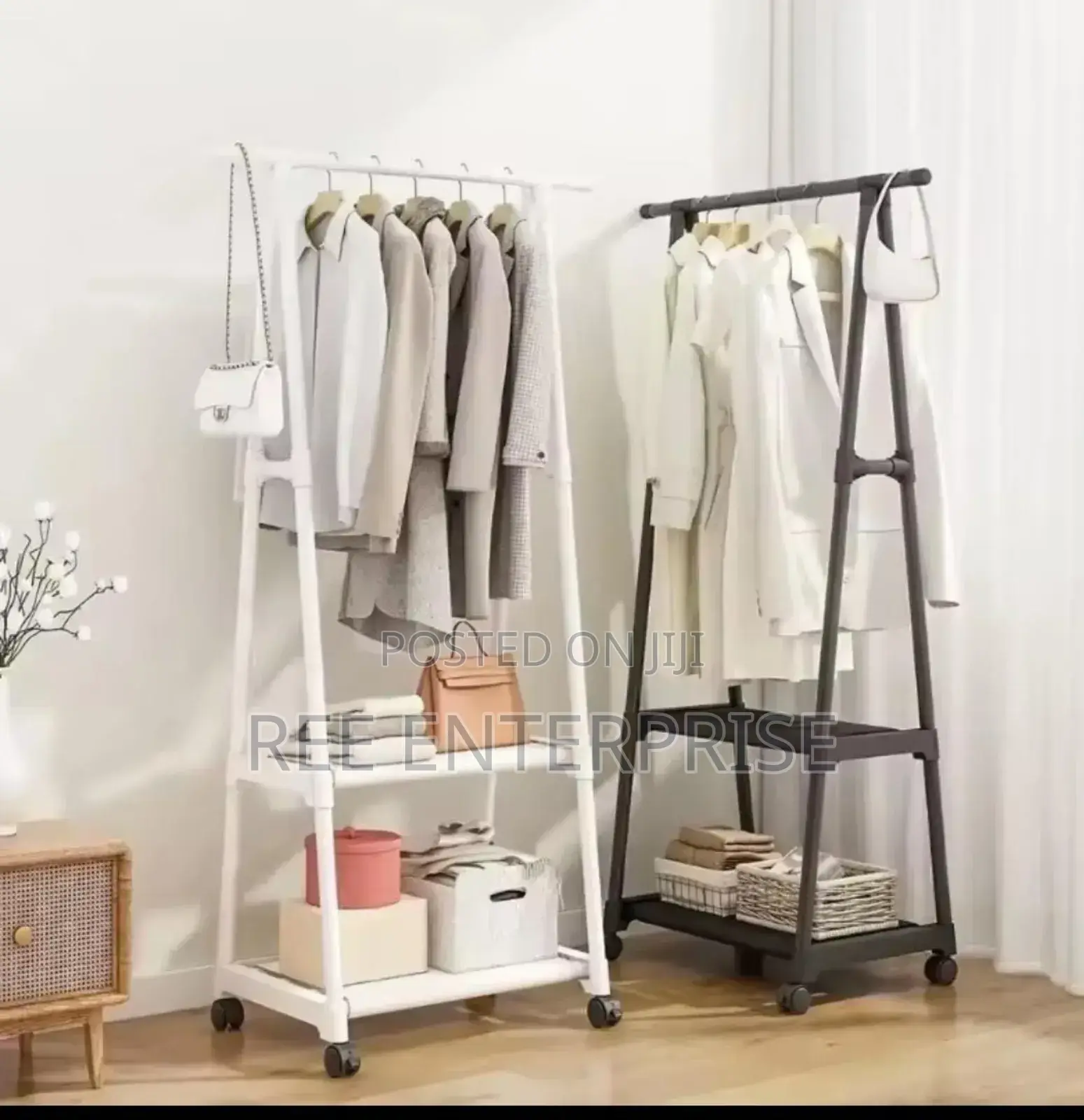 Indoor Triangular Coat Rack With Wheel Mobile Multi-Layer Rack Hanging