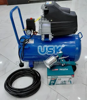 50l Usk Compressor Combo With 10m Compressor Pipe And  Metal Spray Gun