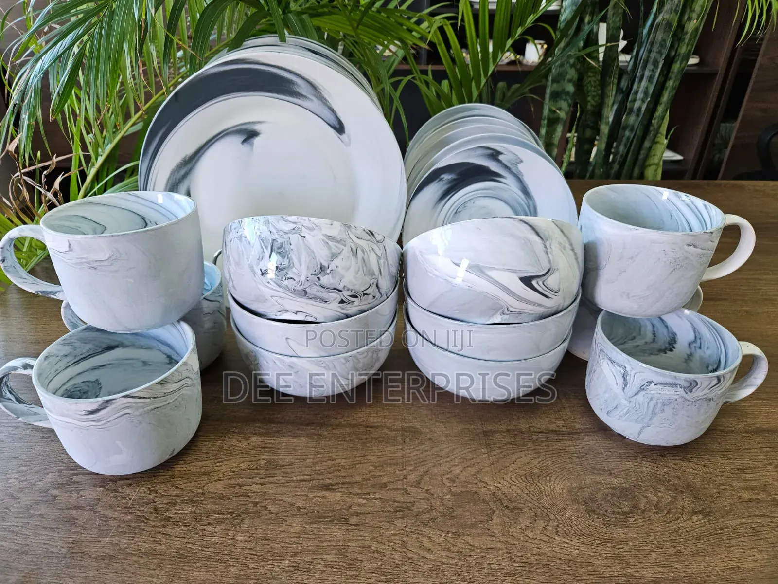 24pcs Marble Ceramic Dinner Set