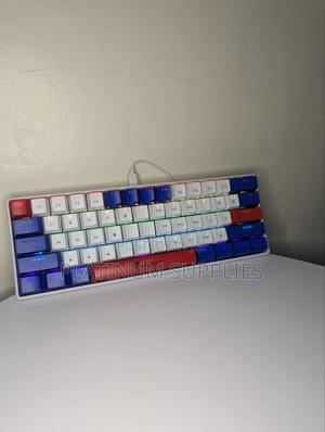 Blue and White 61 Keys Mini Gaming Keyboard 60% Red Switch Keyboard