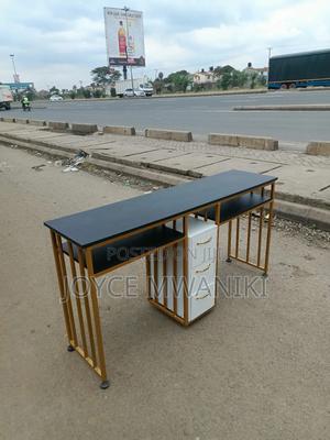 Manicure Double Table, Black and White, 4 Seater - main view