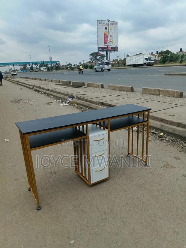Manicure Double Table, Black and White, 4 Seater  - thumbnail 2