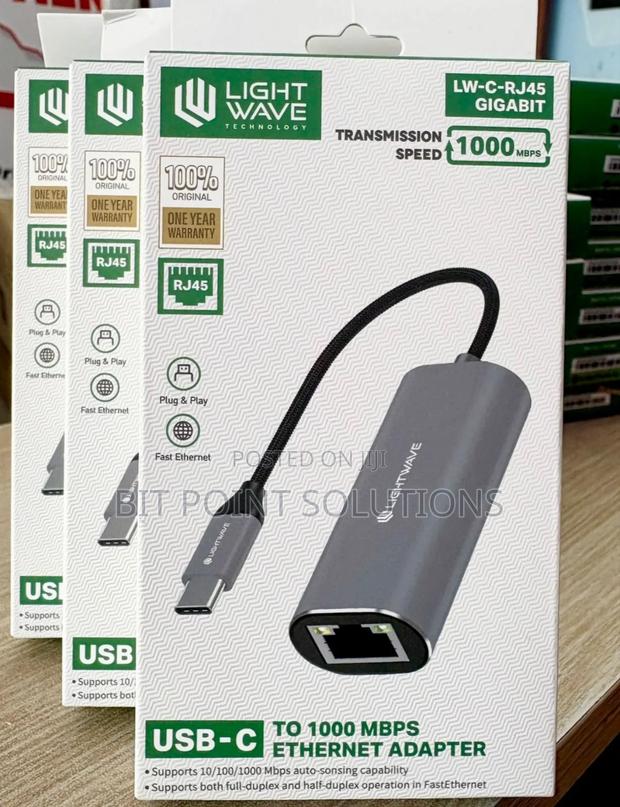 Light Wave Type C to Ethernet Gigabit Adapter ( Type C to Rj45 Gigabit