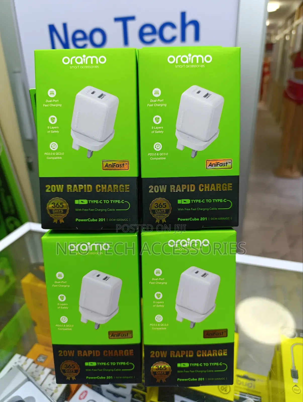 Oraimo Dual-Port 20w Type C to Type C Fast Charger