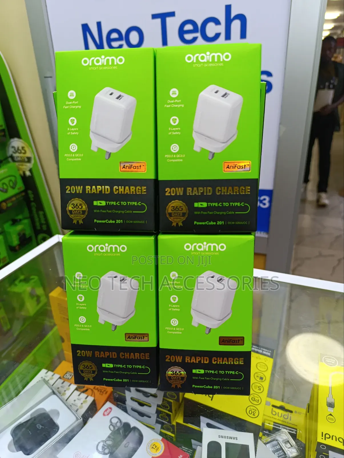 Oraimo Dual-Port 20w Type C to Type C Fast Charger