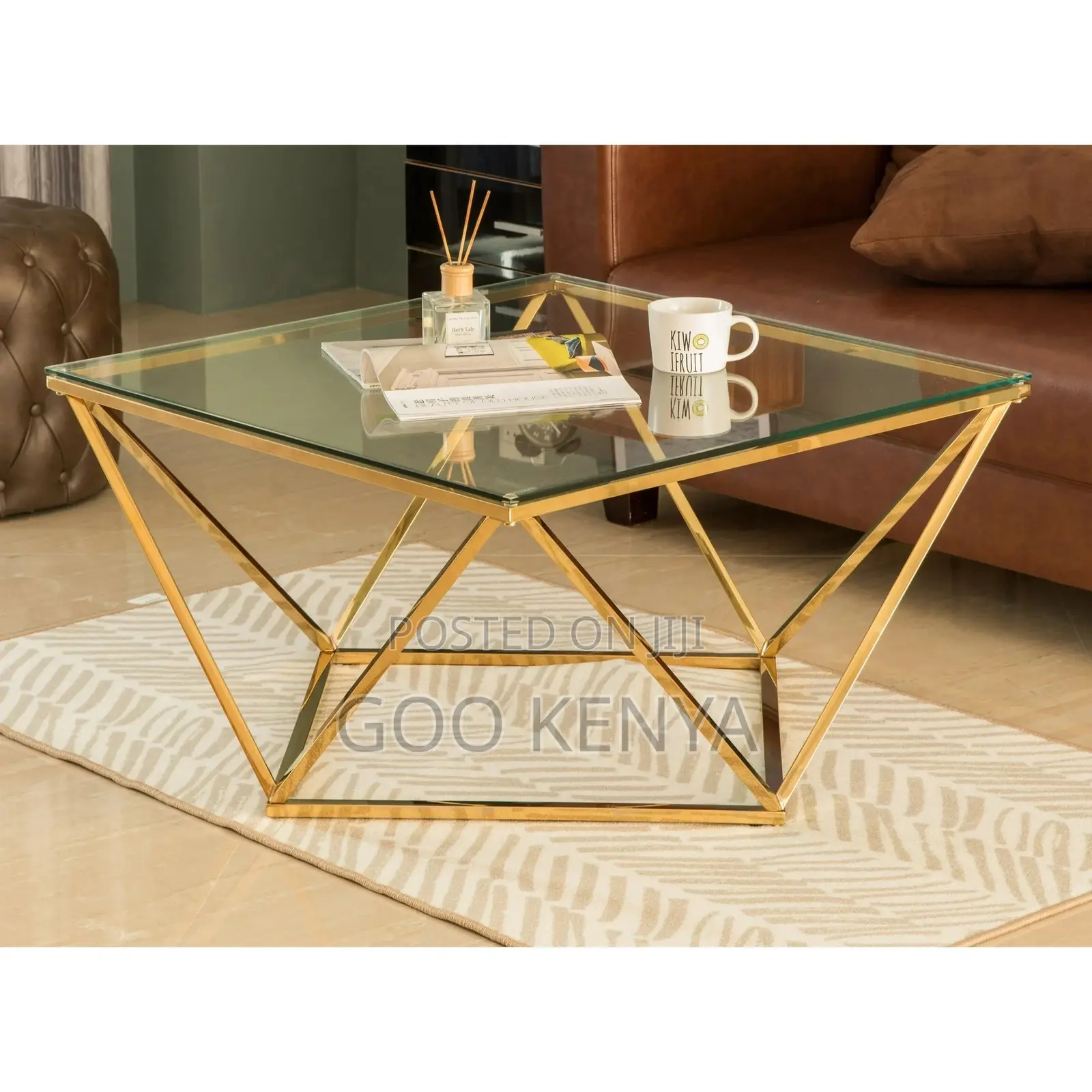 Coffee Table; Compact Dual-Purpose Diamond Coffee Table