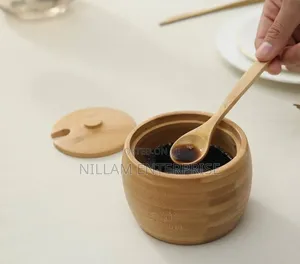 320ml Bamboo Sugar Dish With Bamboo Teaspoon