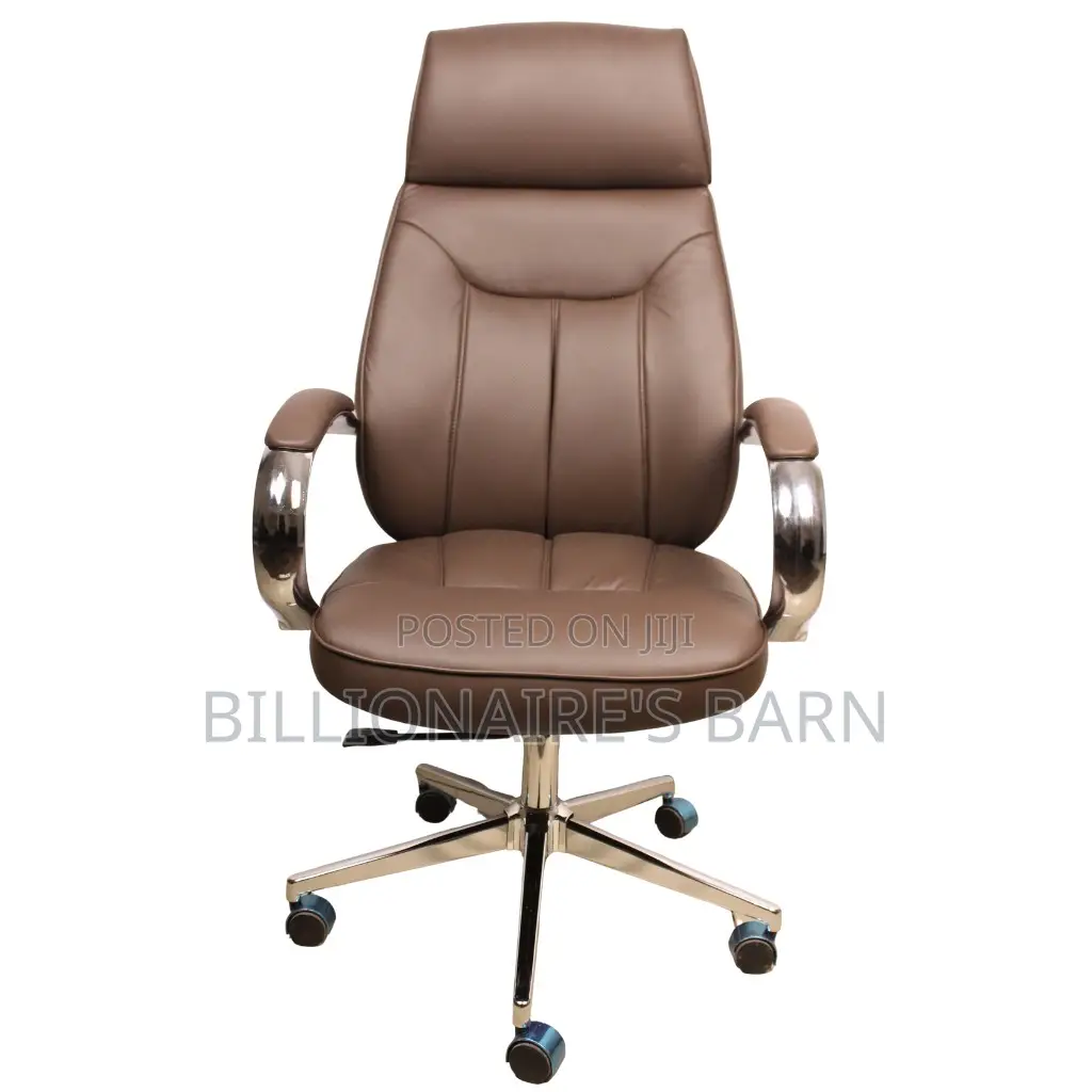 Brown Executive Leather Office Chair( High Back, Chrome Base)