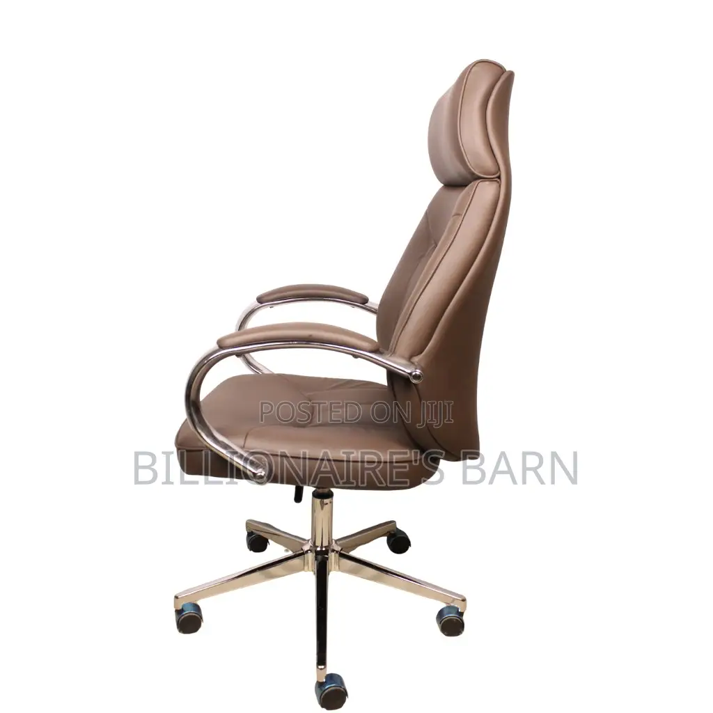 Brown Executive Leather Office Chair( High Back, Chrome Base)