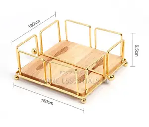 *Luxury Metallic Serviette Holder, With Bamboo Napkin Holder*
Gold