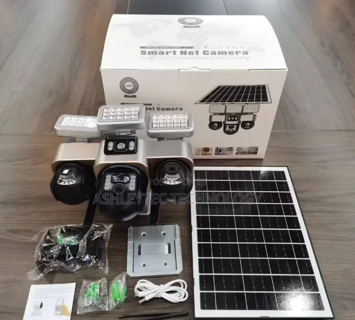 4g Solar 3lens PTZ Camera Full Hd Color Night Vision Security Camera