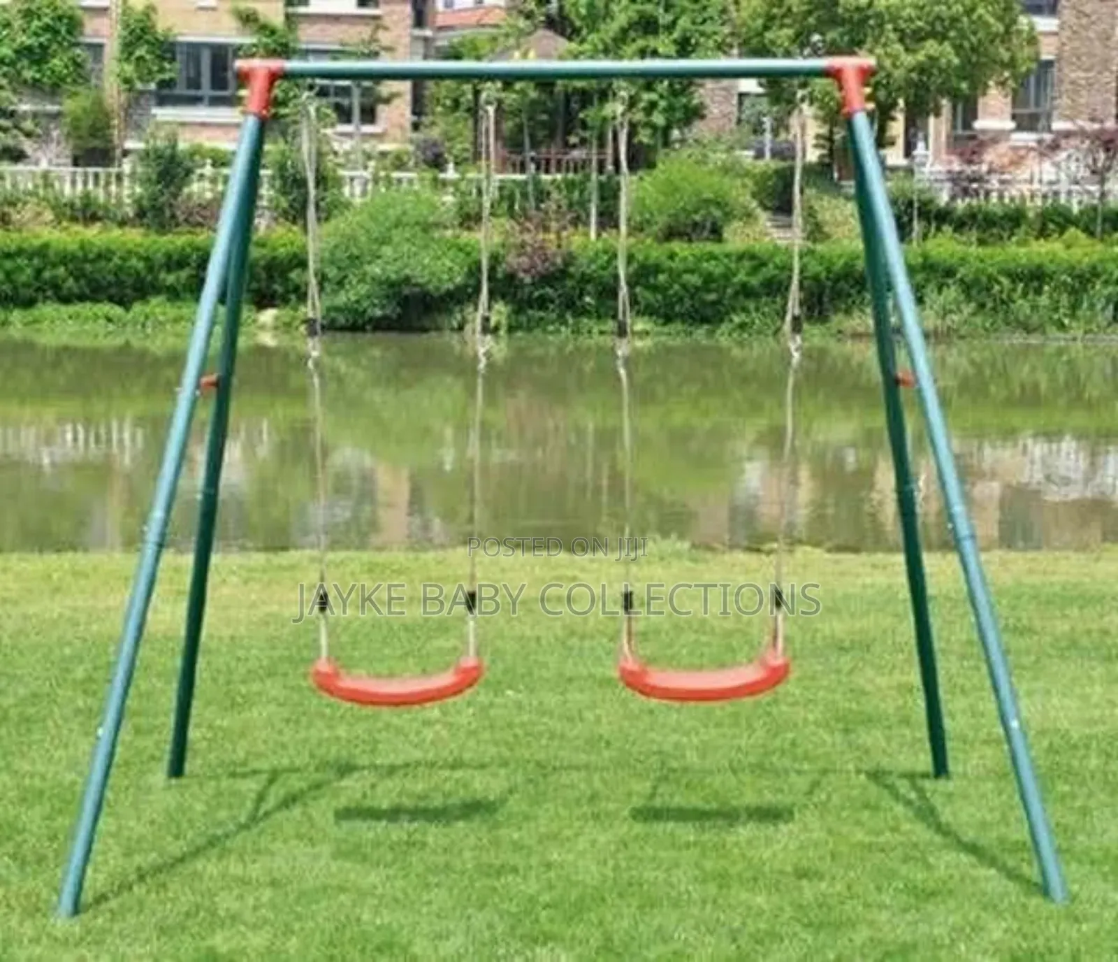 Kids Double Swing Set – Outdoor Playground Garden Fun